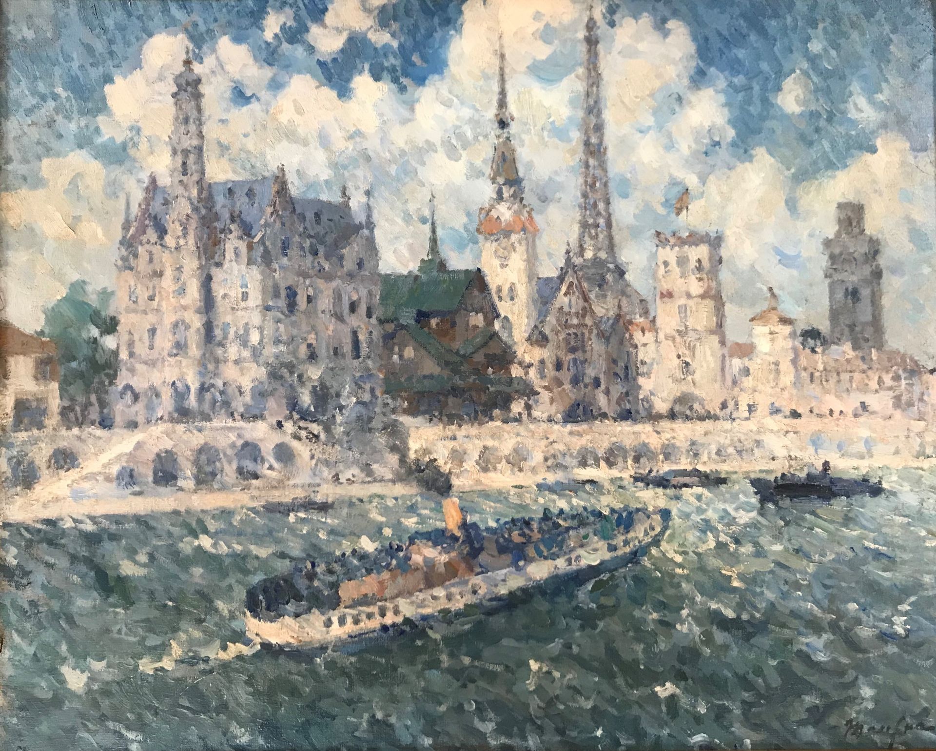 Maxime MAUFRA (1861-1918) - Péniche sur la Seine - Huile sur toile, signée en [...]