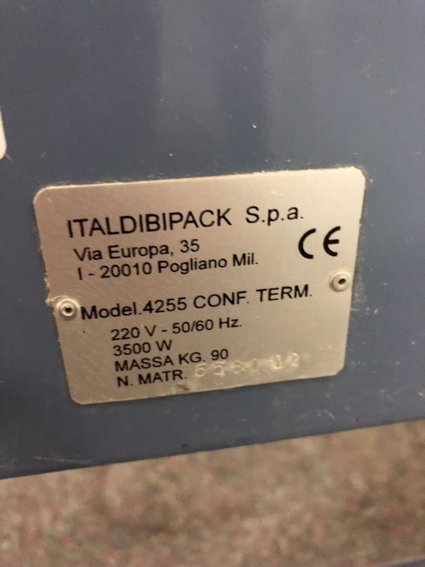 Italdibipack Dibipack Shrink Wrap System, M/N 4255, 220 Volts, Mounted on Portable Frame - Image 3 of 4