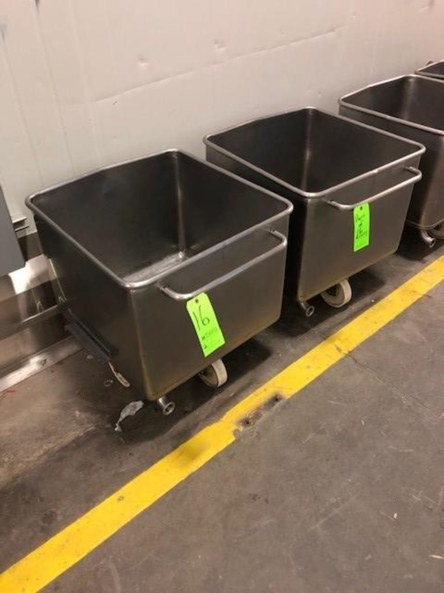 Portable S/S Dump Totes, Internal Dims.: Aprox. 25" L x 25" W x 19" Deep, Mounted on Casters