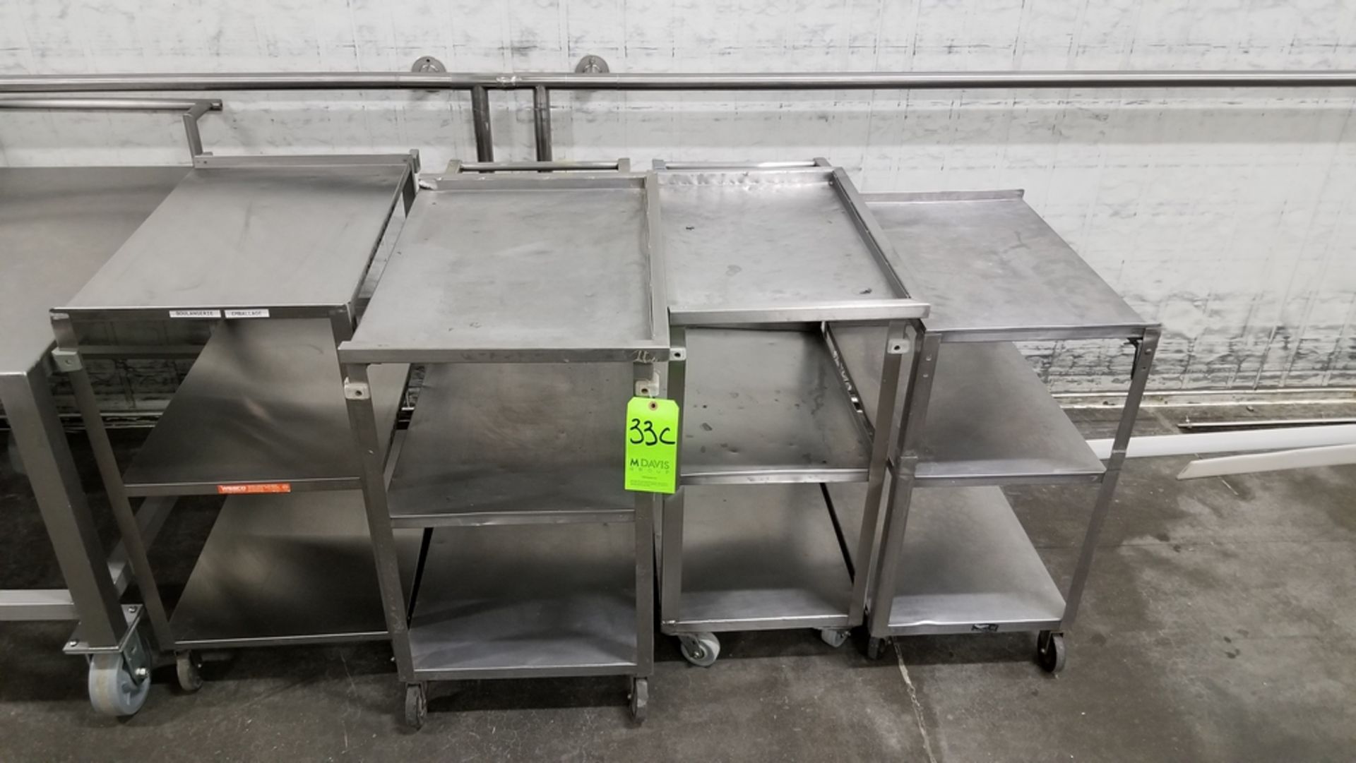 (4) S/S Carts on casters (3-Level) 30x18x33