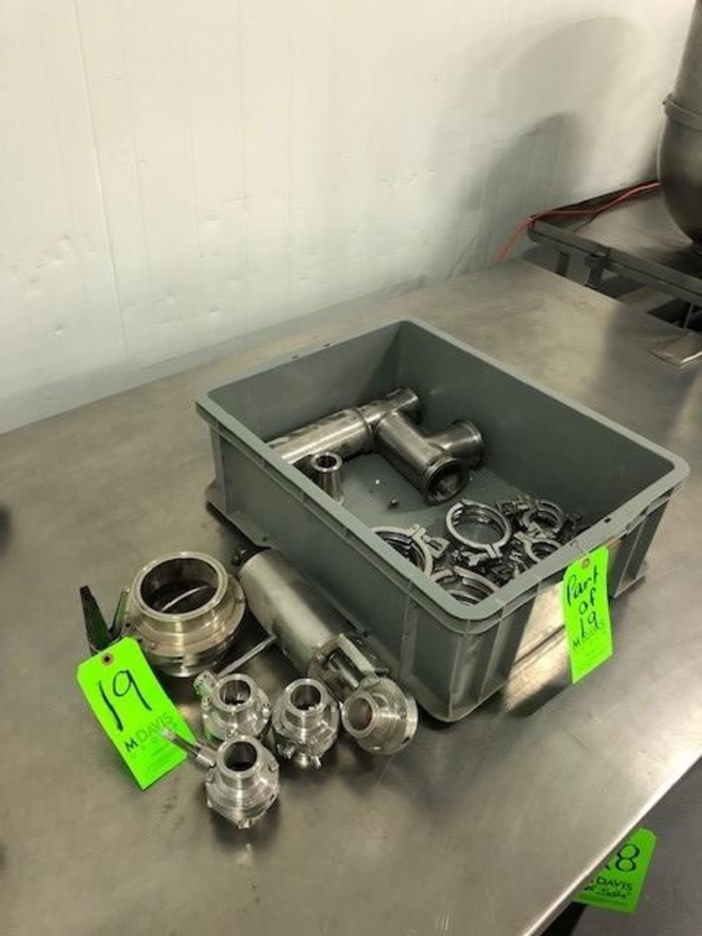 Lot of Assorted S/S Butterfly Valves, S/S Clamps, & S/S Reducers, Including (1) Air Actuated