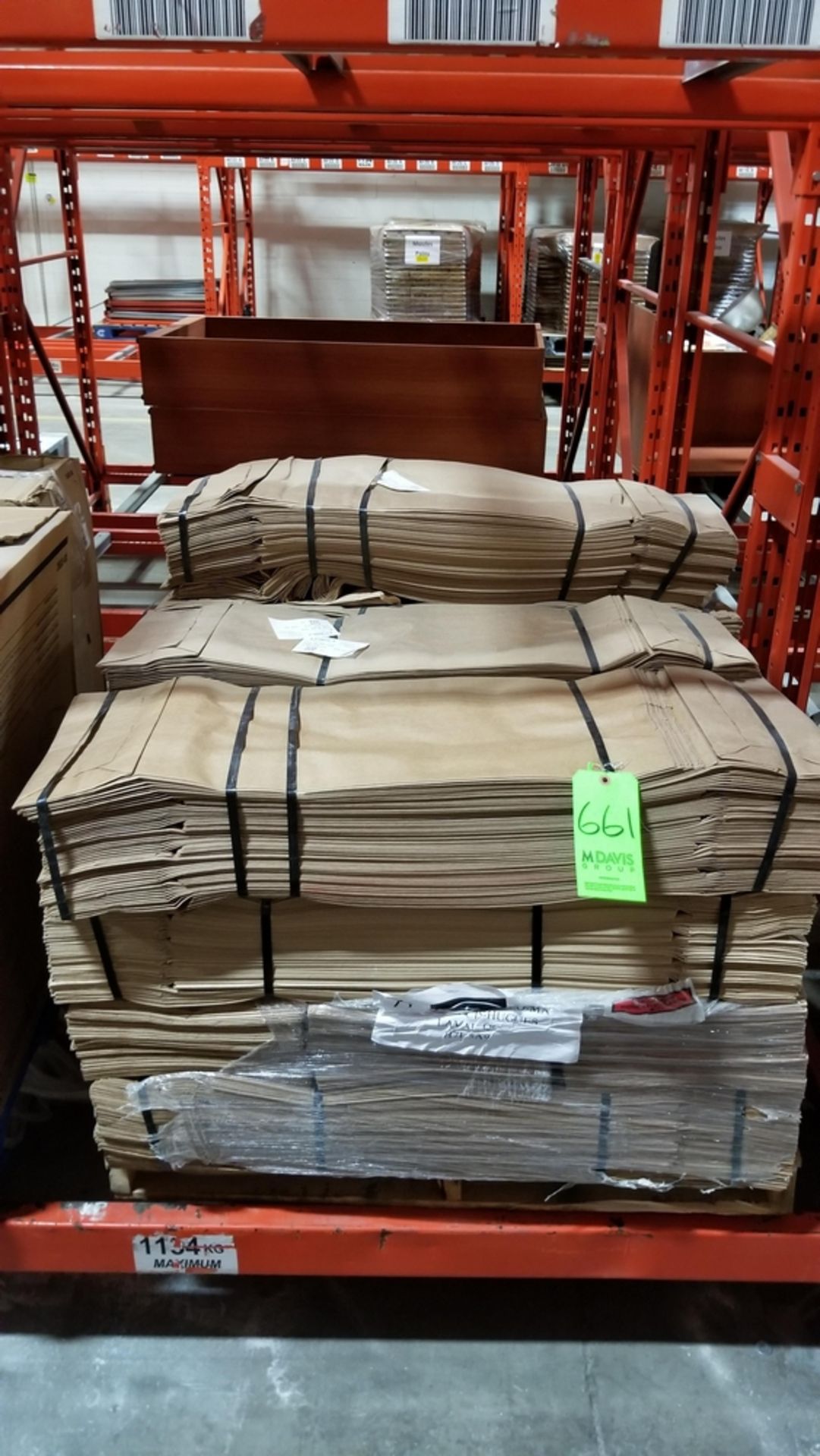 Pallet of CODERRE PACKAGING 3-ply paper bags 12.5"x6"x32" (~1600pcs)