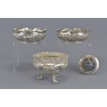 Three Indian silver bowls, 11cm, 12cm 6.5cm diamet