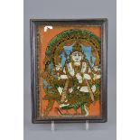 An Indian 19th century glass painitng in frame of