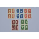 Five blocks of four mint condition 1952 China stamps with Gymnastic design