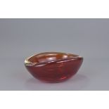 An Orrefors Ruby Red glass bowl designed by Ernest