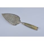 An English antique presentation trowel with horn h