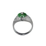 White gold ring with diamonds and A class jadeite