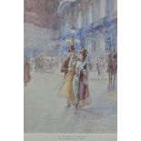 A 19/20th century framed watercolour by Georges Stein. French 1870 - 1955. 'L'Opera' Street scene la