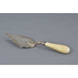 An Antique silver Victorian trowel with ivory hand