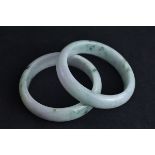 Two natural Green/ Lavender jadeite bangles with J