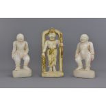 Three Indian 19th century marble goddesses. 22 cm