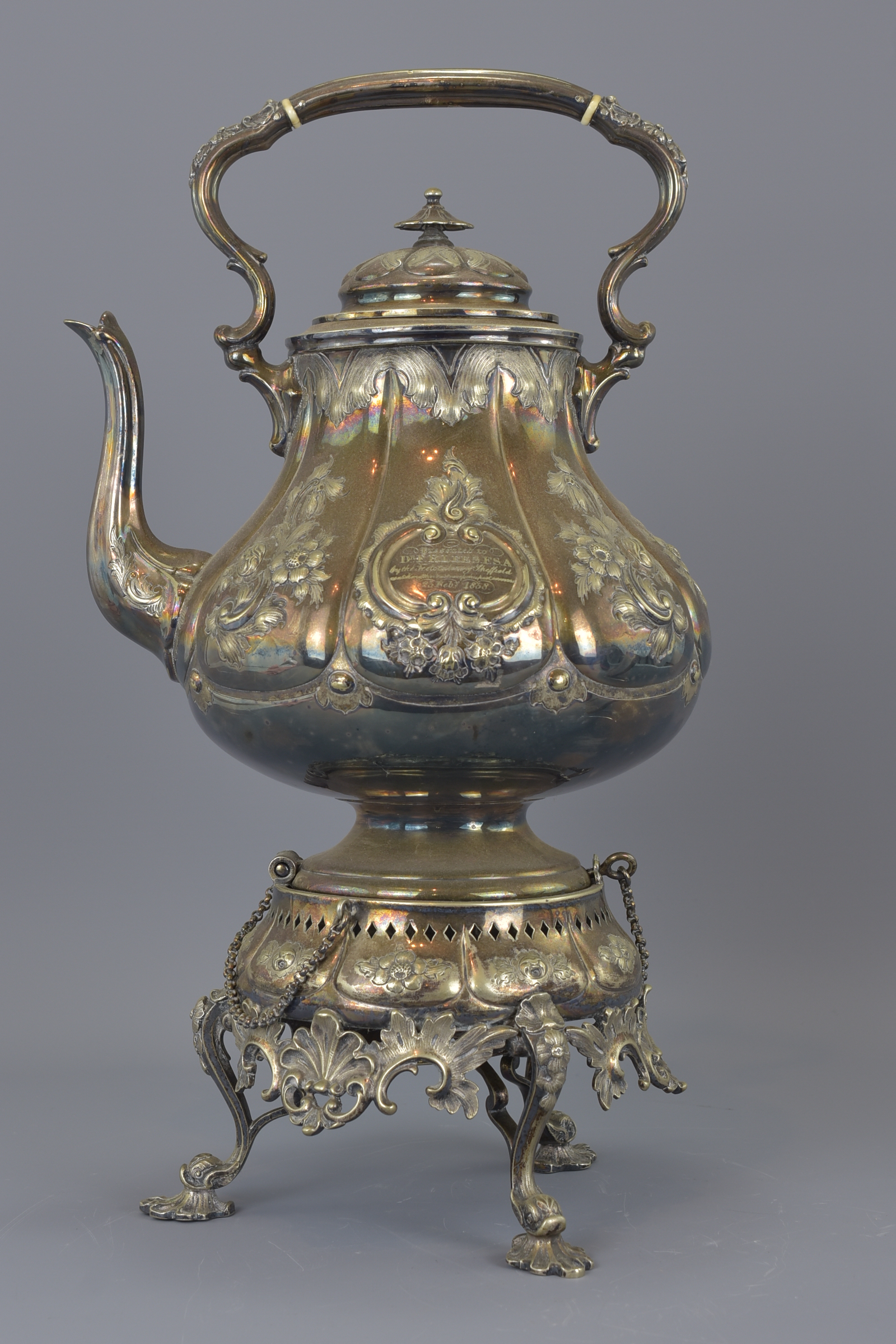 A very large silver plated teapot presented to 'Dr - Image 5 of 5