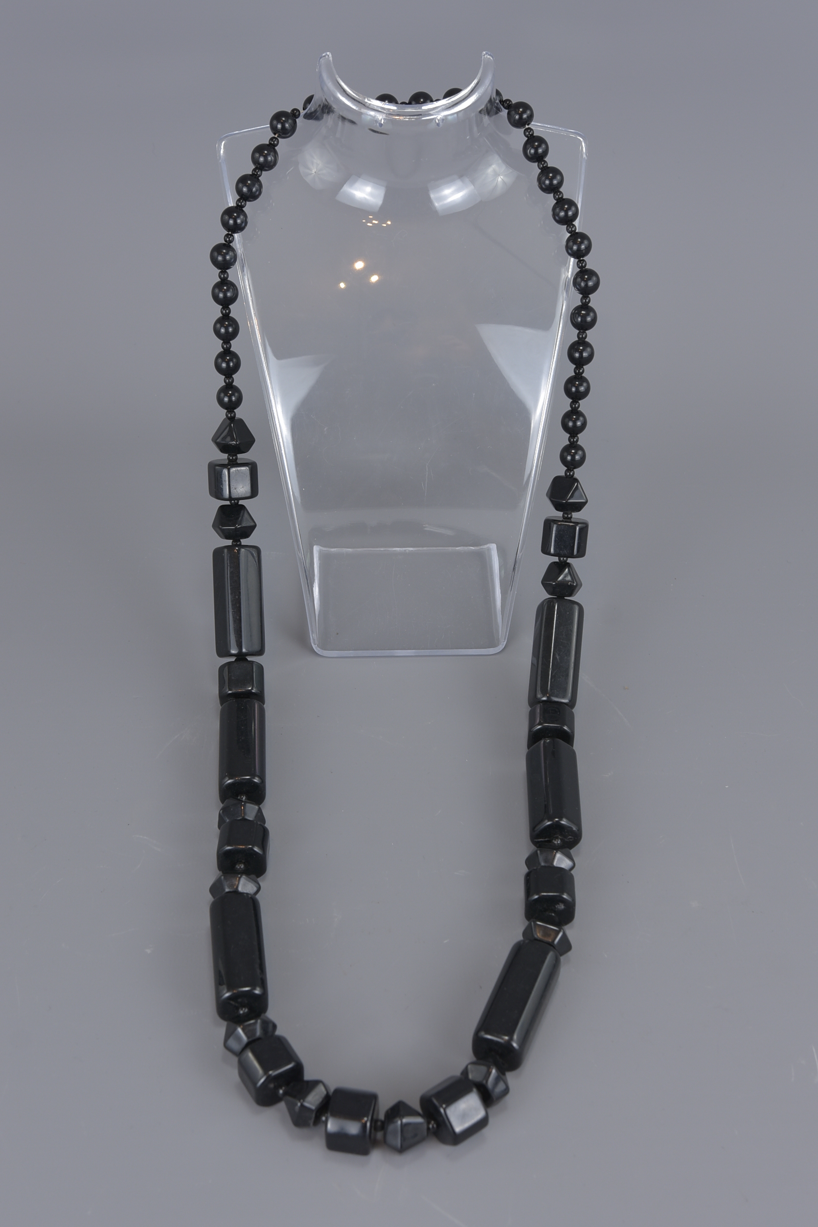 A 20th century Art Deco style black jet necklace.