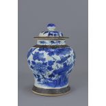 A Chinese 19th century blue and white crackle vase