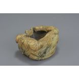 A Chinese Song/Ming Dynasty calcified nephrite jade brush washer incised with four character mark. 6