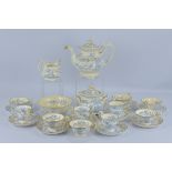 Set of English Victorian blue and white porcelain tea set Japanese style design.