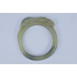 A Chinese Large Nephrite jade Armlet carved with lion. 11cm diameter