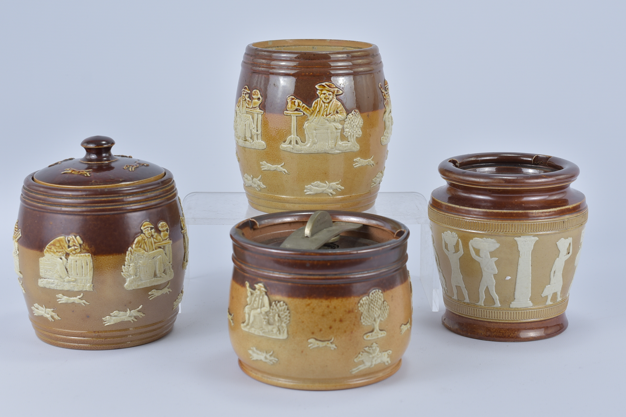 Four Royal Doulton stoneware Tobacco Jars. (two without covers) 10.8cm tall, 12.5cm tall, 12.8cm tal - Image 2 of 3