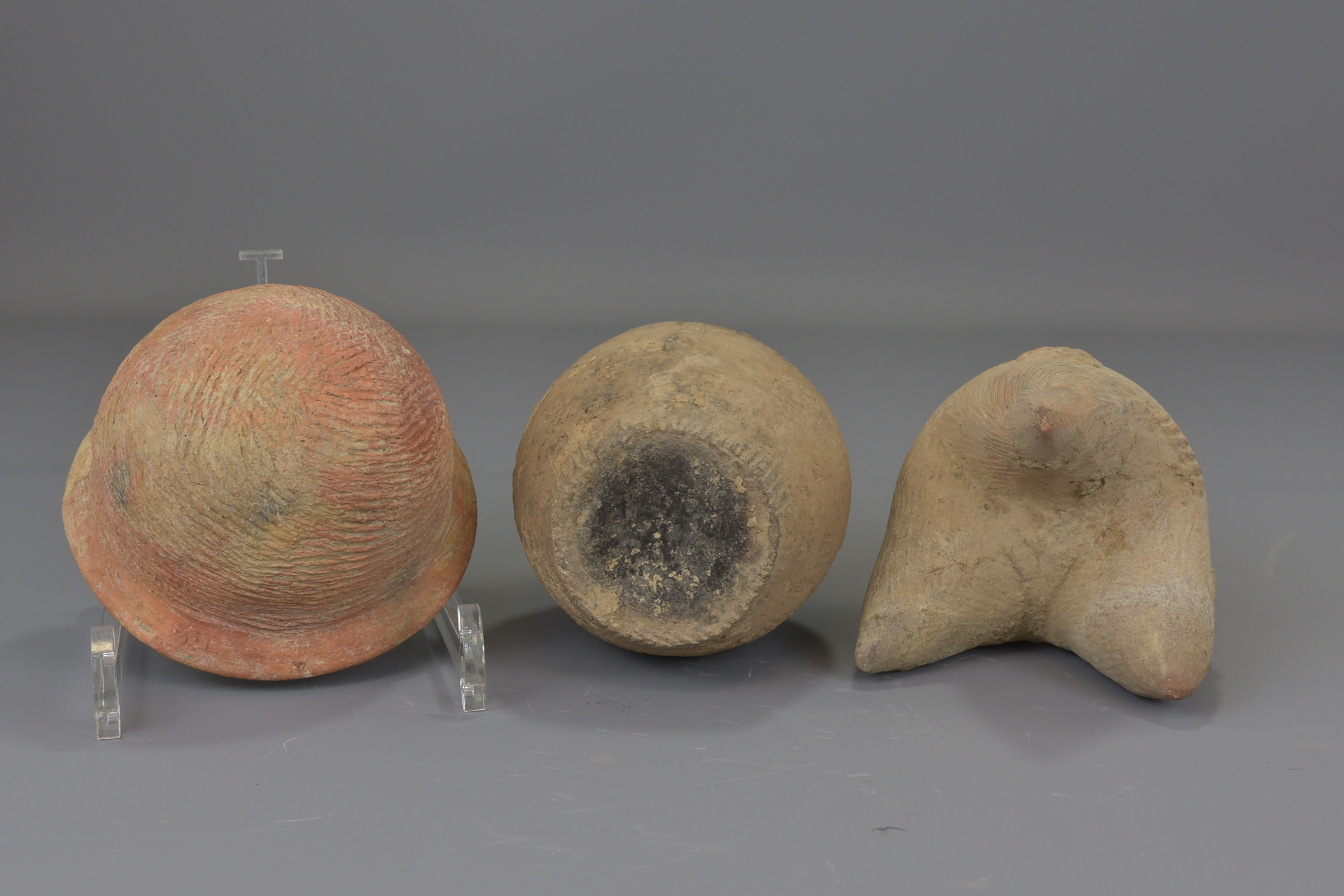 Three Chinese Neolithic period pottery pots and bowl. 12cm - 14cm tall. Provenance: From a private c - Image 4 of 5