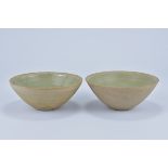 Two St Ives interior Celadon glazed Pottery bowls 14.5cm, 14.3cm diameter(2)