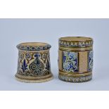 Two Royal Doulton Tobacco Jars no covers. 10.5cm tall x 10.5cm diameter, 12.1cm tall x 10.4cm diamet