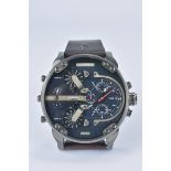 Mens Diesel watch. 'Only the brave' stainless steel wristwatch. ref. DZ7314, quartz, 57mm.