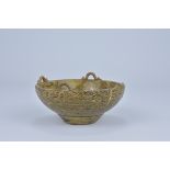 A Chinese Song Dynasty Pottery Bowl with Marble Glaze. Gold repair.