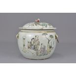 A Chinese Republican period famille rose porcelain pot and cover. 20cm x 21cm