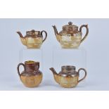 Three Royal Doulton Lamberth stoneware teapots and One Royal Doulton Jug. (one teapot without cover)