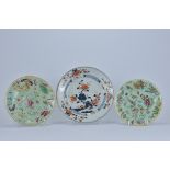 An 18th Century Chinese Imari porcelain Plates together with Two Cantonese porcelain Dishes. 22.5cm,