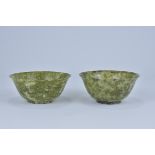 Two Chinese 20th Century green coloured Bowenite / serpentine Bowls (2)