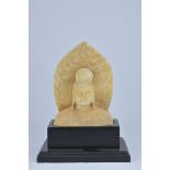 A Chinese Marble Bodhisattva on later stand. 29cm with stand