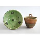 Winchcombe Pottery Slipware Bowl & Container: Tustin. A slipware bowl (diameter 13.75 cm) made by Si