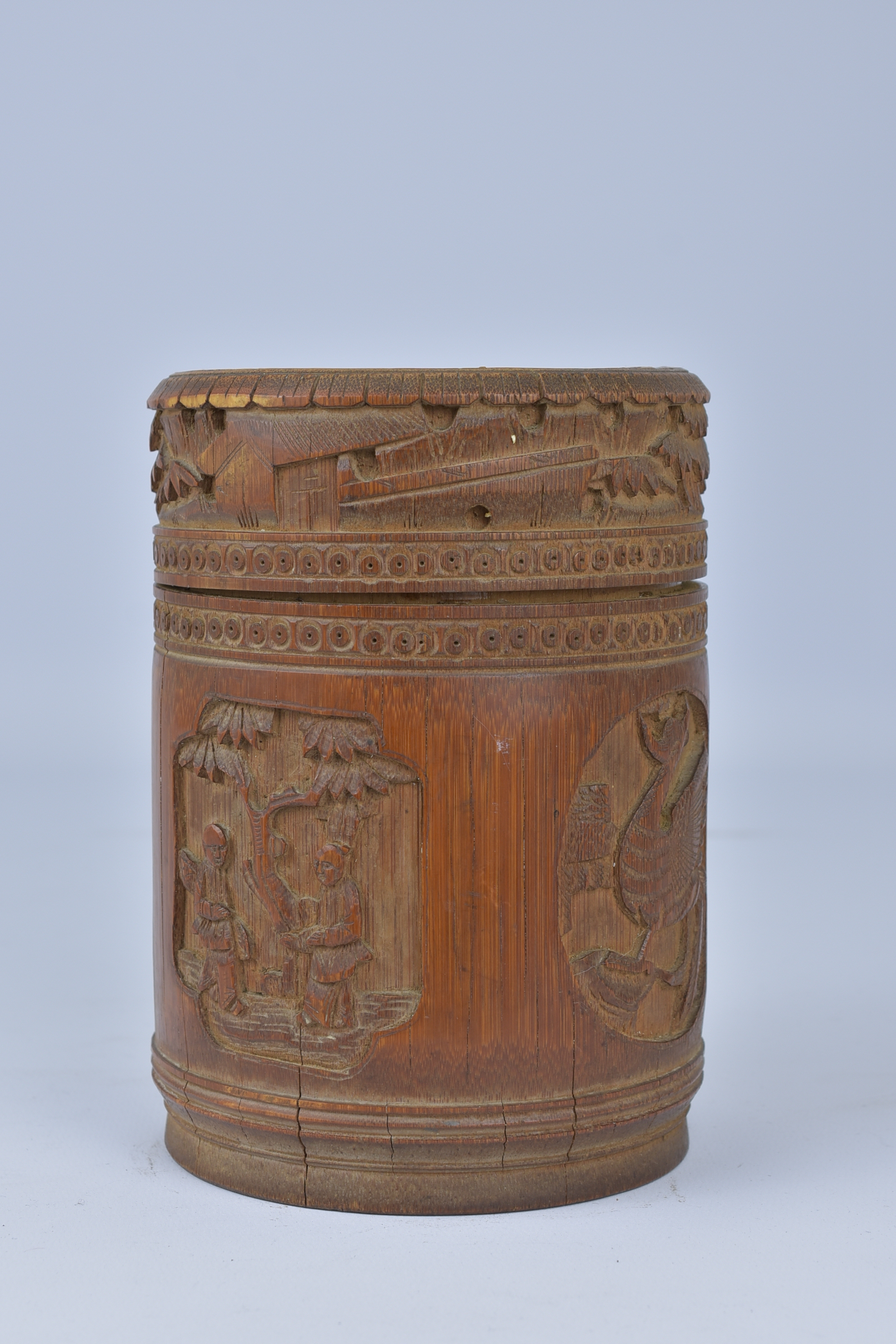 A Chinese Bamboo Box and Cover. 15.9cm tall - Image 2 of 5