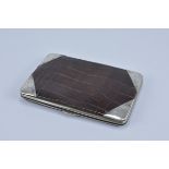 An antique Victorian gentleman's Crocodile leather and silver card case. Stamped. 13cm x 9.2cm x 1cm