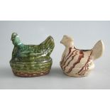 Two 19th Century Pottery Chicken Money Boxes Slipware. Probably English. Both approximately 10 cm lo