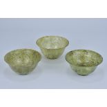 Three Chinese 20th Century Jade Bowenite / serpentine Bowls (3)