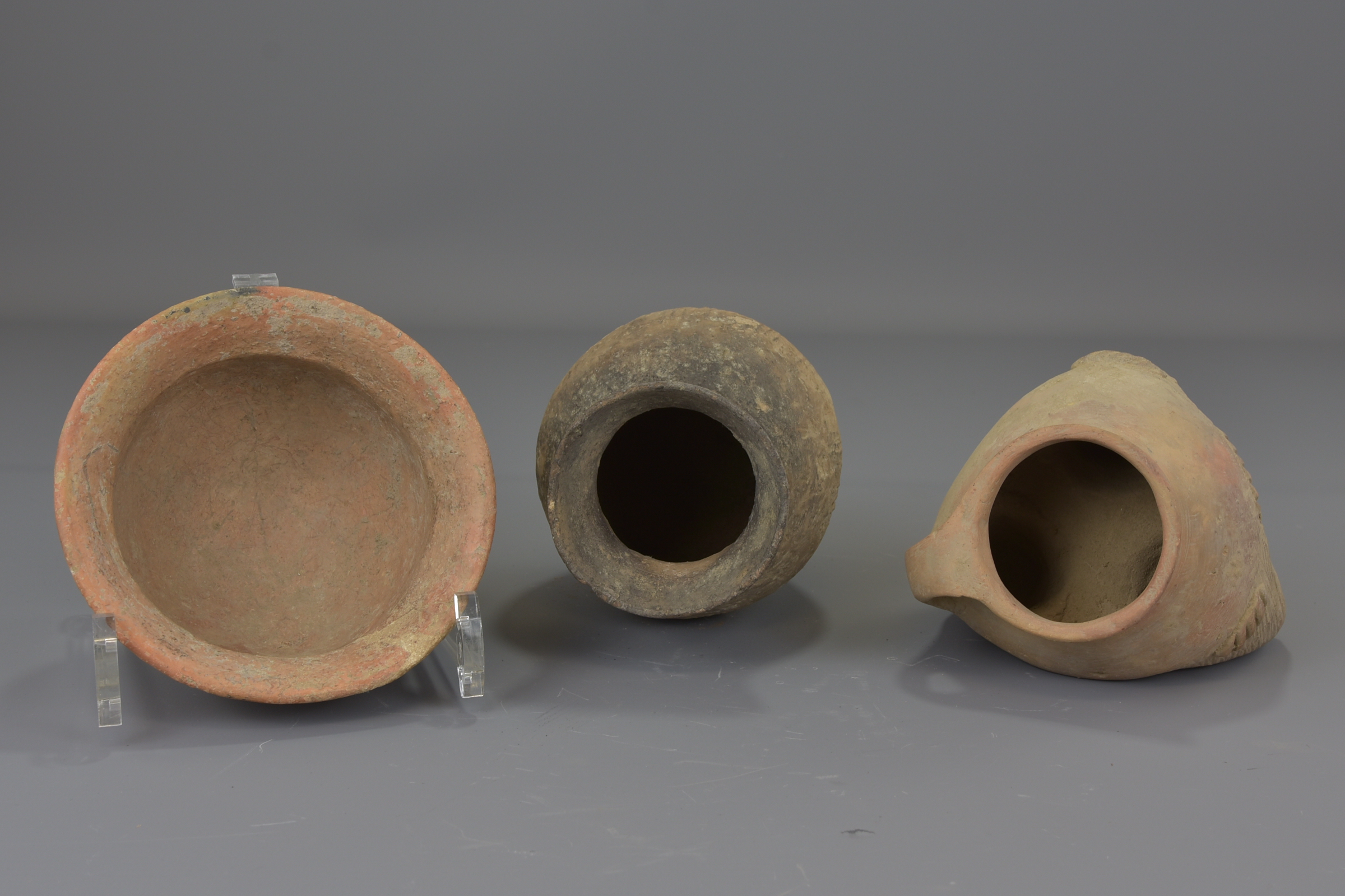 Three Chinese Neolithic period pottery pots and bowl. 12cm - 14cm tall. Provenance: From a private c - Image 5 of 5