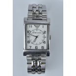 Emporio Armani rectangular stainless steel gentleman's watch. Ref. AR-0222, quartx, 26mm.