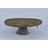 A large Tibetan Dish inserted with Semi-Precious Stones. Five bats and central Buddha. 36.5cm diamet