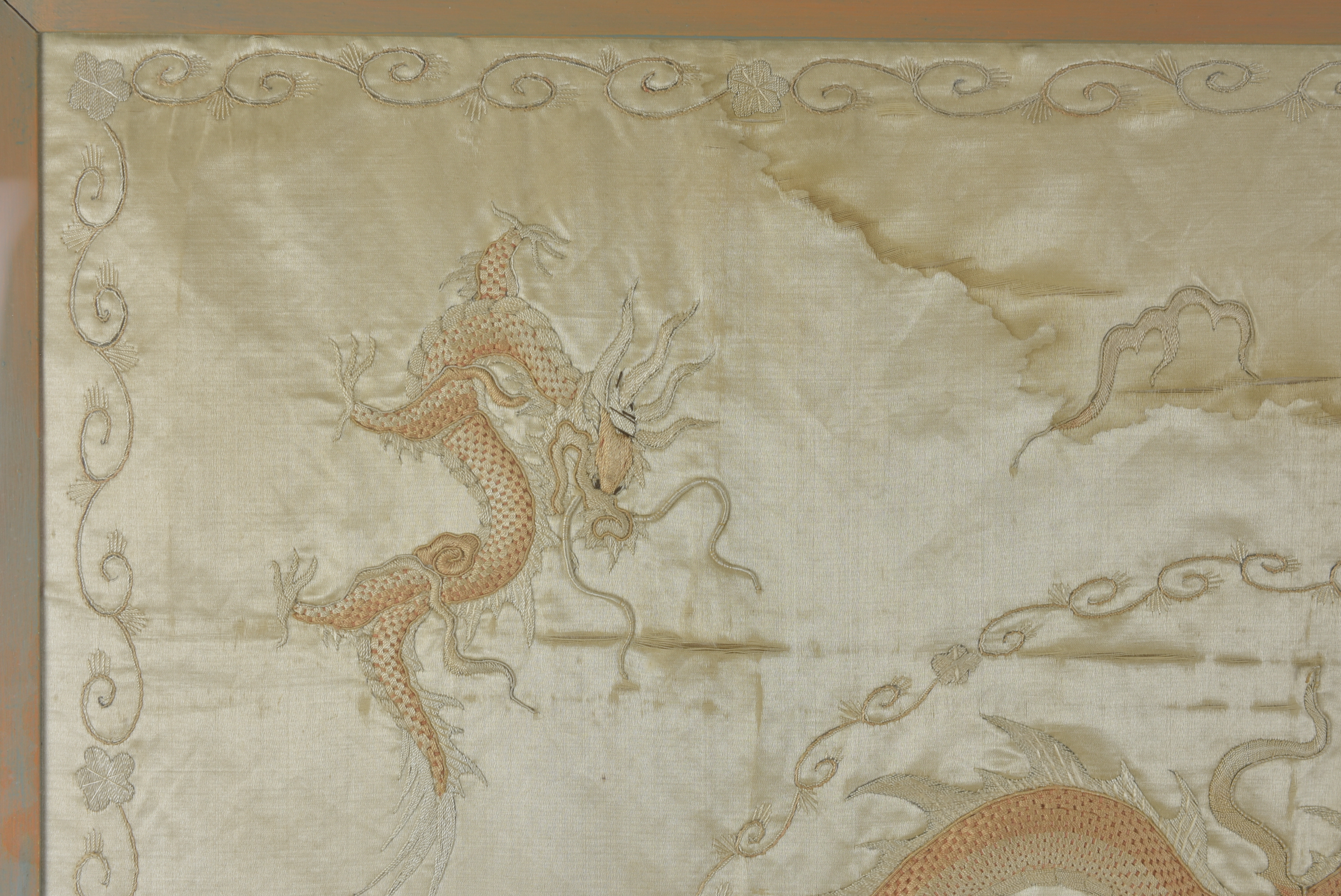 A large Chinese early 20th century framed embroidery of a Dragon. - Image 2 of 4