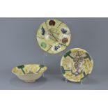 Three Islamic painted pottery bowls. 22 cm – 25 cm diameter.