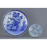 A Large Japanese blue and white Imari type porcelain dish together with blue and white 18th Century