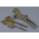 Two Indian bronze cutters with horse and goat design. 18cm width