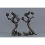 A pair of Japanese 19th century bronze Meiji period