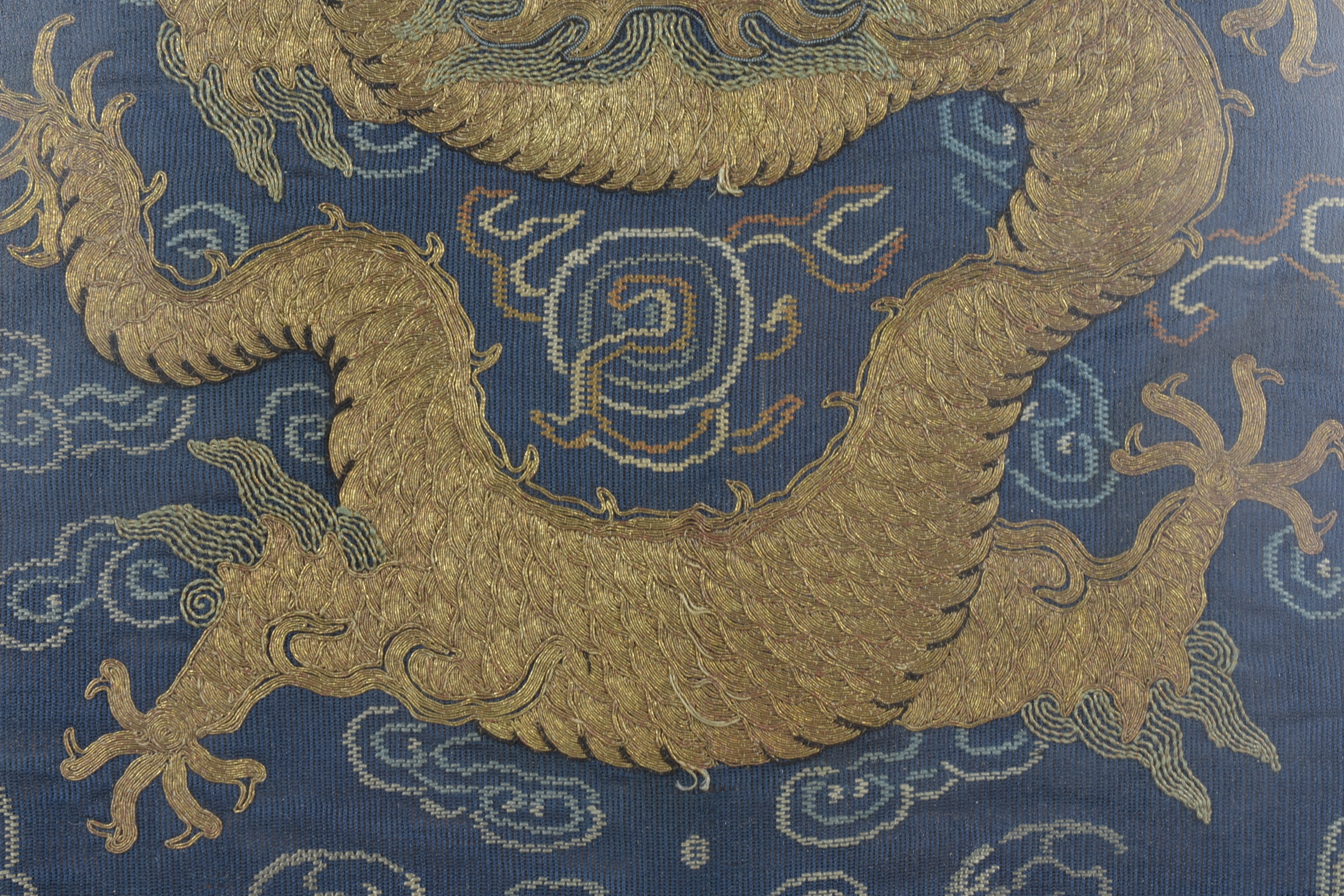 A Chinese 19th century framed embroidery of a dragon - Image 3 of 4