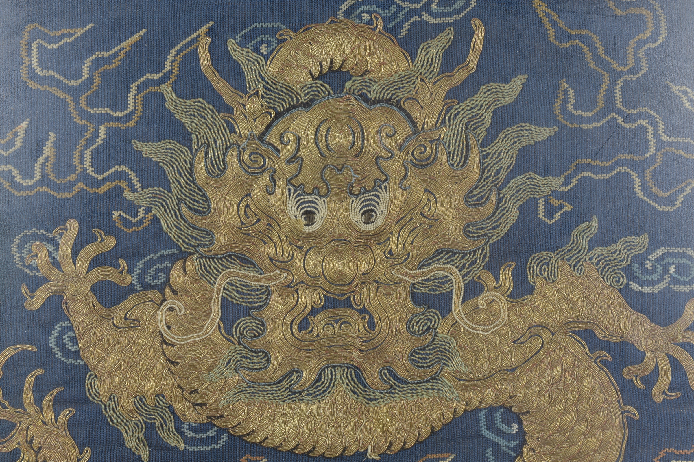 A Chinese 19th century framed embroidery of a dragon - Image 2 of 4