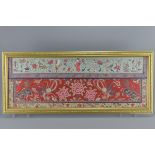 A large Chinese 20th Century framed embroidery wit