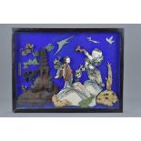 A Chinese 19th century framed scene with bone, jad